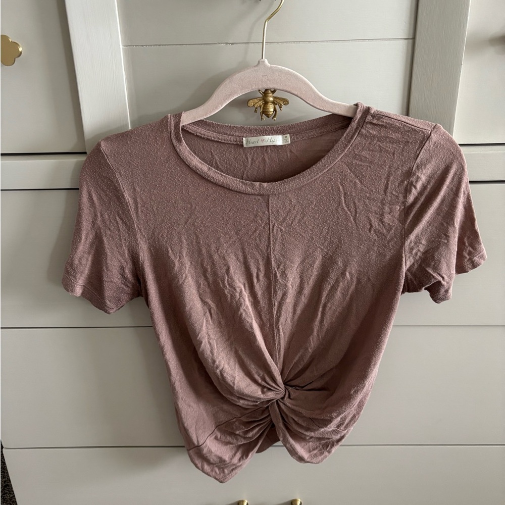 A New Day Pink Crop Tie Front T-Shirt